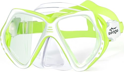 Miniatura 8 de Seago Gafas de natación para niños con cubierta para la nariz, máscara de esnórquel, máscara de buceo y natación, vidrio templado antivaho con Rojo