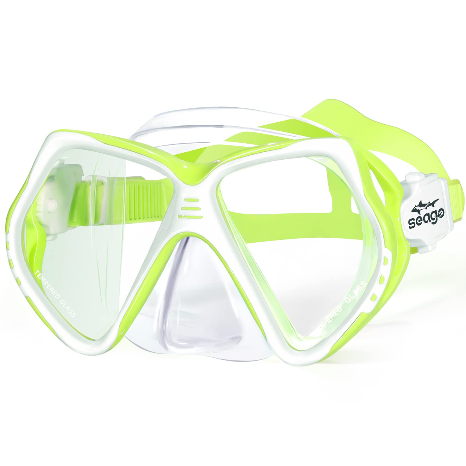 Seago Kids Swim Goggles with Nose Cover Snorkel Mask Scuba Diving Swim Mask Anti-fog Tempered Glass, Panoramic Clear View Silicone Seal Snorkeling