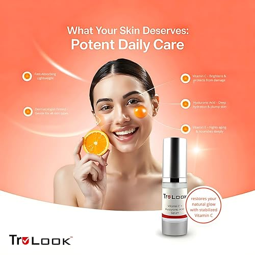 Miniatura 6 de TruLook Suero de vitamina C + ácido hialurónico, antienvejecimiento, antiarrugas, mejora las manchas oscuras, el tono y las líneas finas, fabricado
