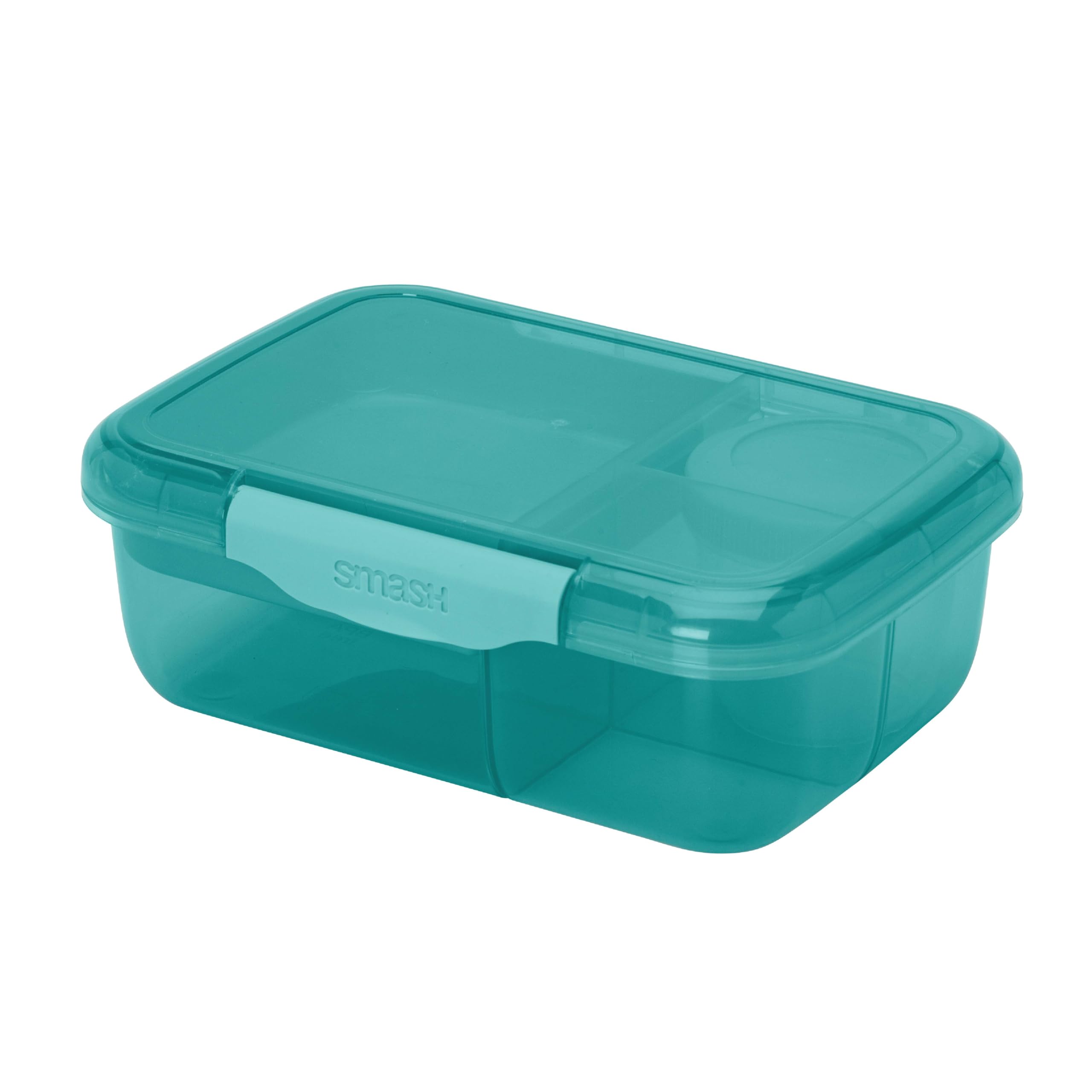 Smash 1.6L Bento Lunch Box with Tray & Leakproof Snack Pot | 3 Compartment Food Storage Container | School, Work & Travel, Green