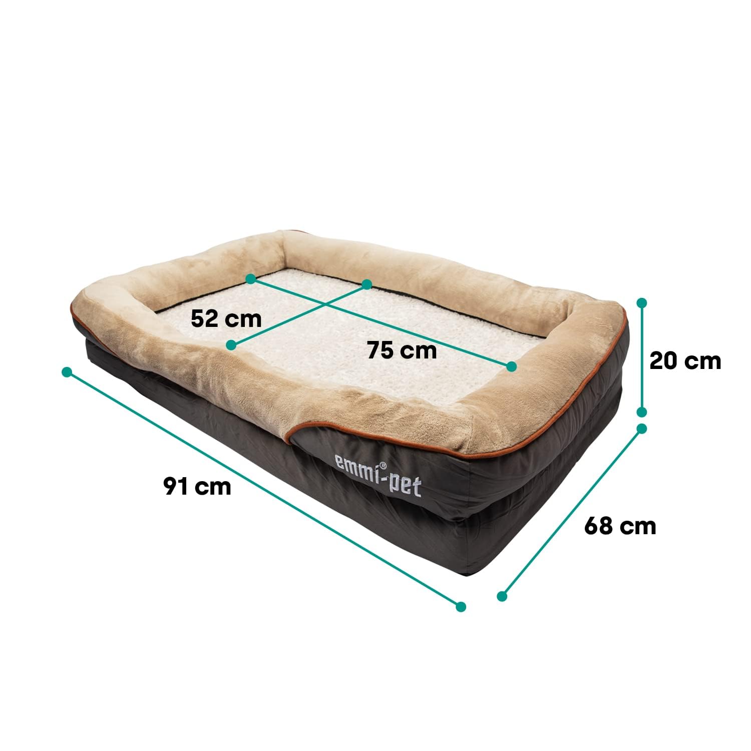Emmi-pet Cama ortopédica para perros grandes – 91 x 68 x 20 cm, sofá lavable ideal después de un largo día lleno de diversión y acción, se adapta perfectamente a la forma del cuerpo
