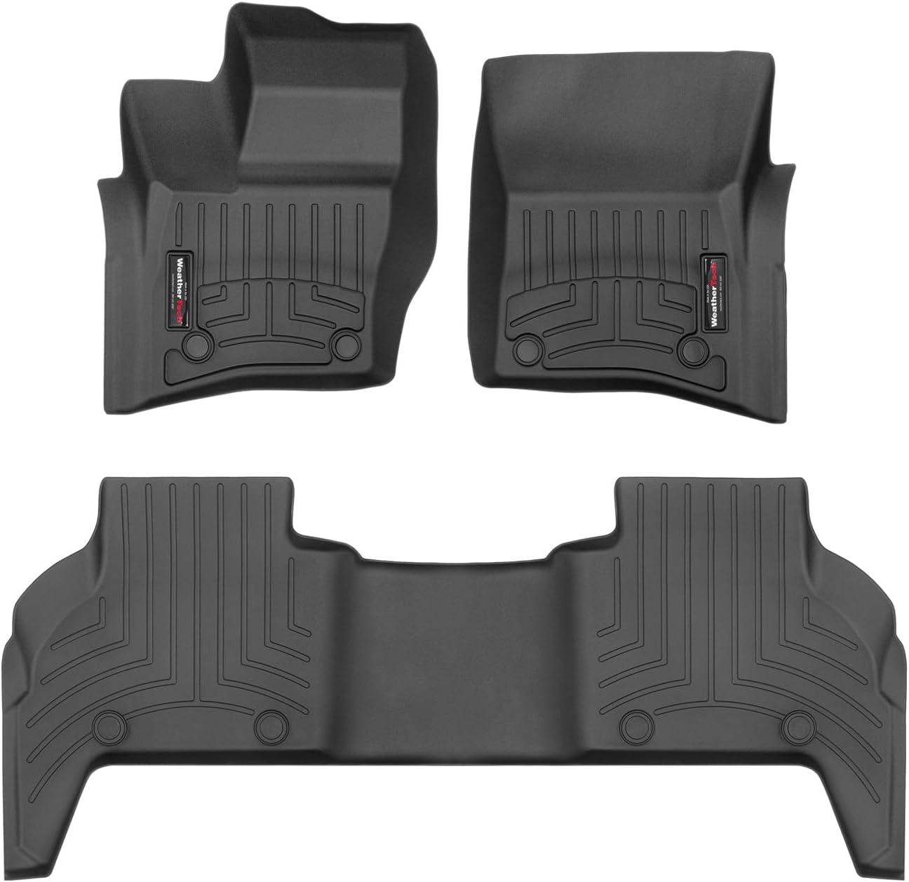WeatherTech Custom Fit FloorLiners for Land Rover Rover Defender 130, Defender 110, Defender 130-1st & 2nd Row (441629-1-3), Black