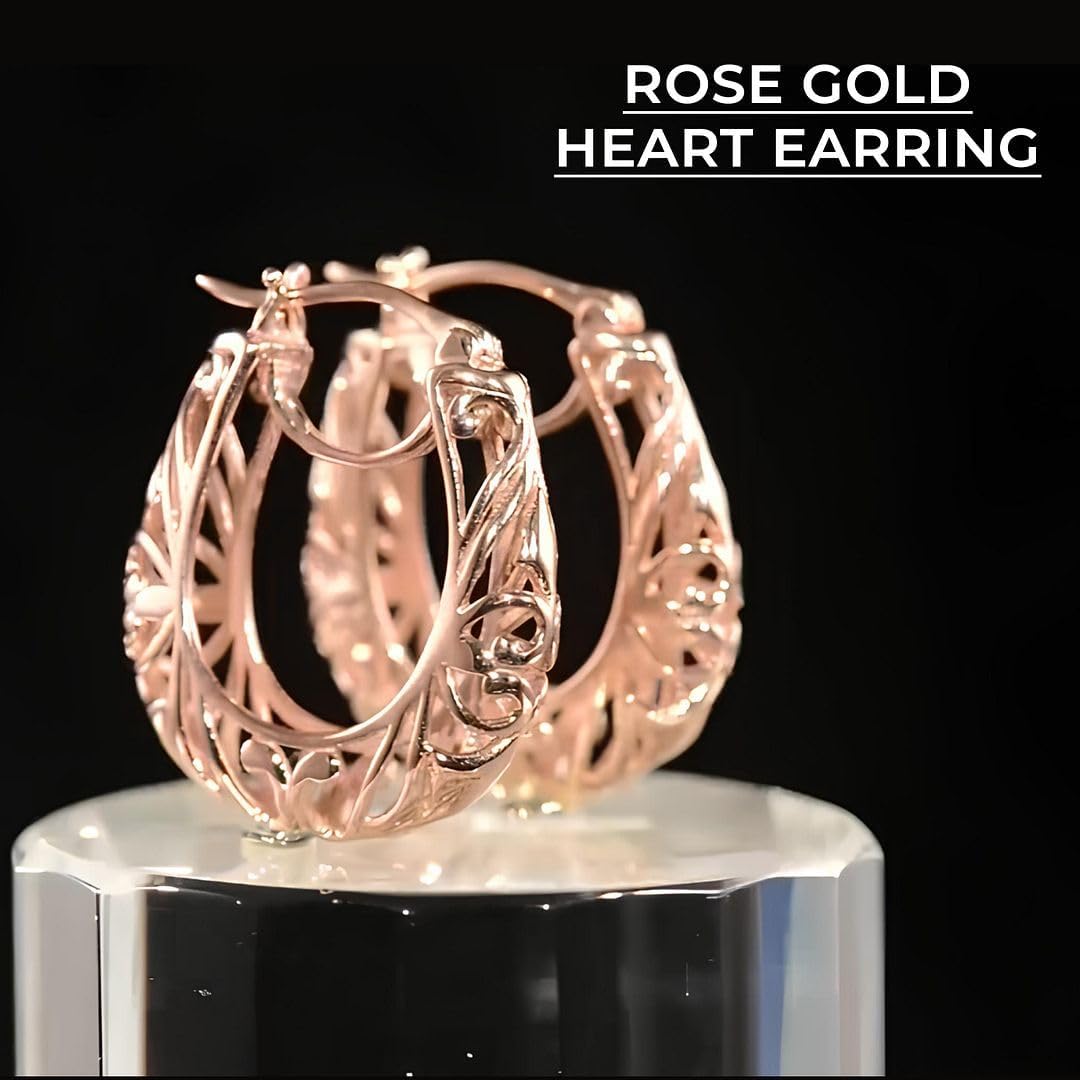 925 Sterling Silver Hoop Earrings for Women with Rose Gold Plated - Openwork Filigree Earrings for Women - Fashion Jewelry Christmas Gifts for Her