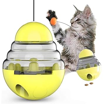 The Pets Company Cat Tumbler Treat Dispensing Toy with Teaser | Cat Slow Feeder | Interactive Cat Ball Toy