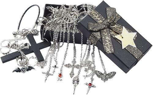 NOWFRESH Mystery Jewelry Jar - 25pcs Gothic Witchy Jewelry Surprise Box for Women | Hand-Picked Spooky Jewelry Set with Necklaces, Earrings, Rings & Bracelets | Halloween, Cosplay, Goth Fashion Present