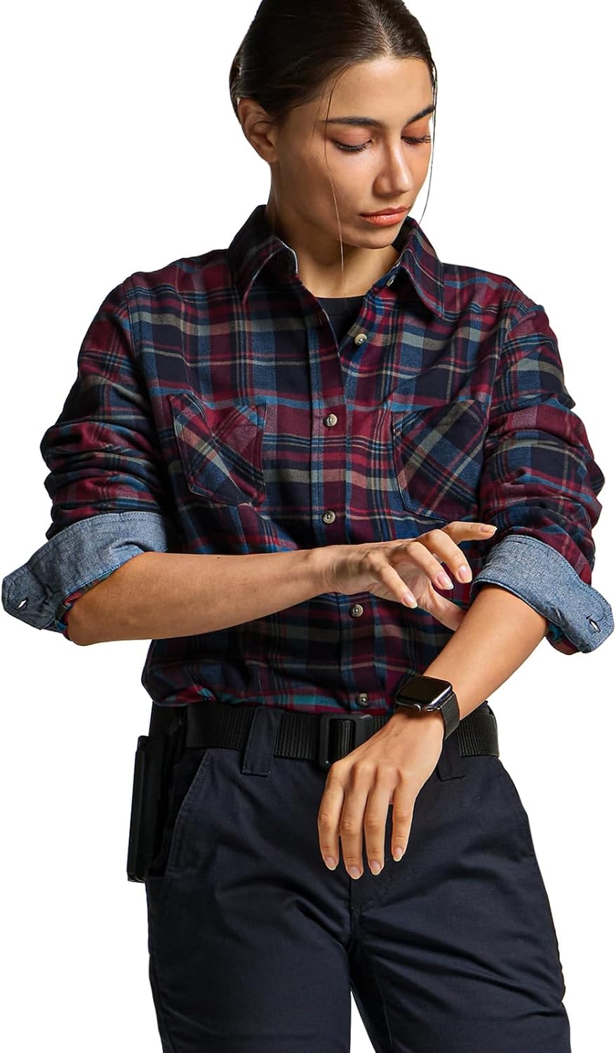 CQR Women's Plaid Flannel Shirt Long Sleeve, All-Cotton Soft Brushed Casual Button Down Shirts - Image 3