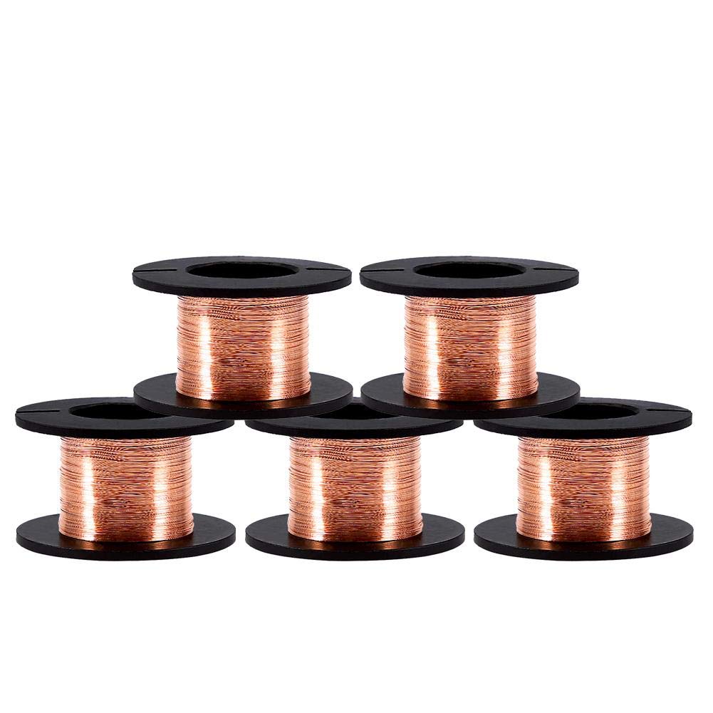 5pcs Enameled Copper Wire Magnet Winding Wire 0.1mm Thickness 12m Length Copper Jumper Wire for Connecting or Soldering Purpose