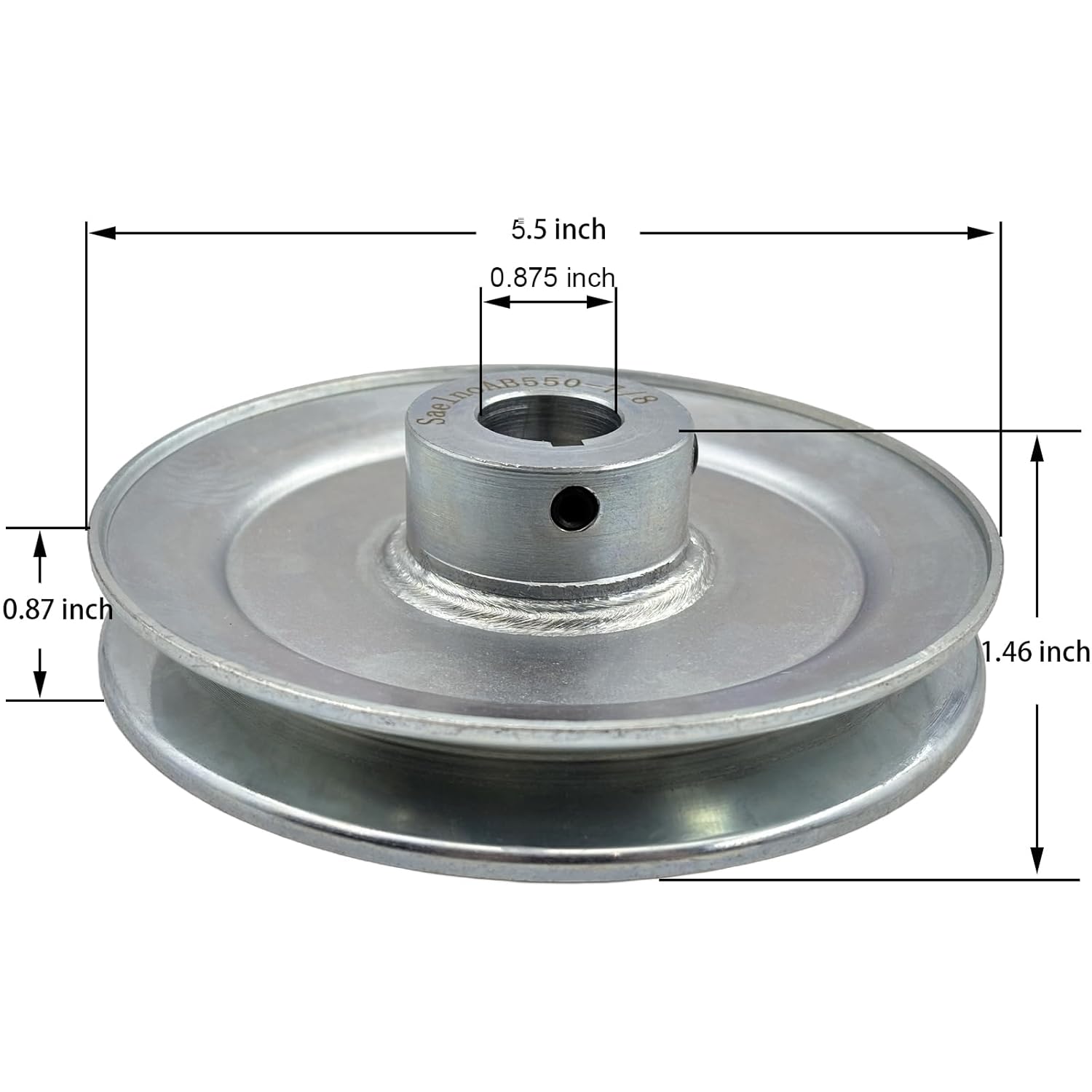 AB550-7/8 Single Groove Web Sheaves, v Belt Pulley 5.5" OD 7/8" bore,Motor Pulley Carbon Steel for A B 5L 4L V-Belts