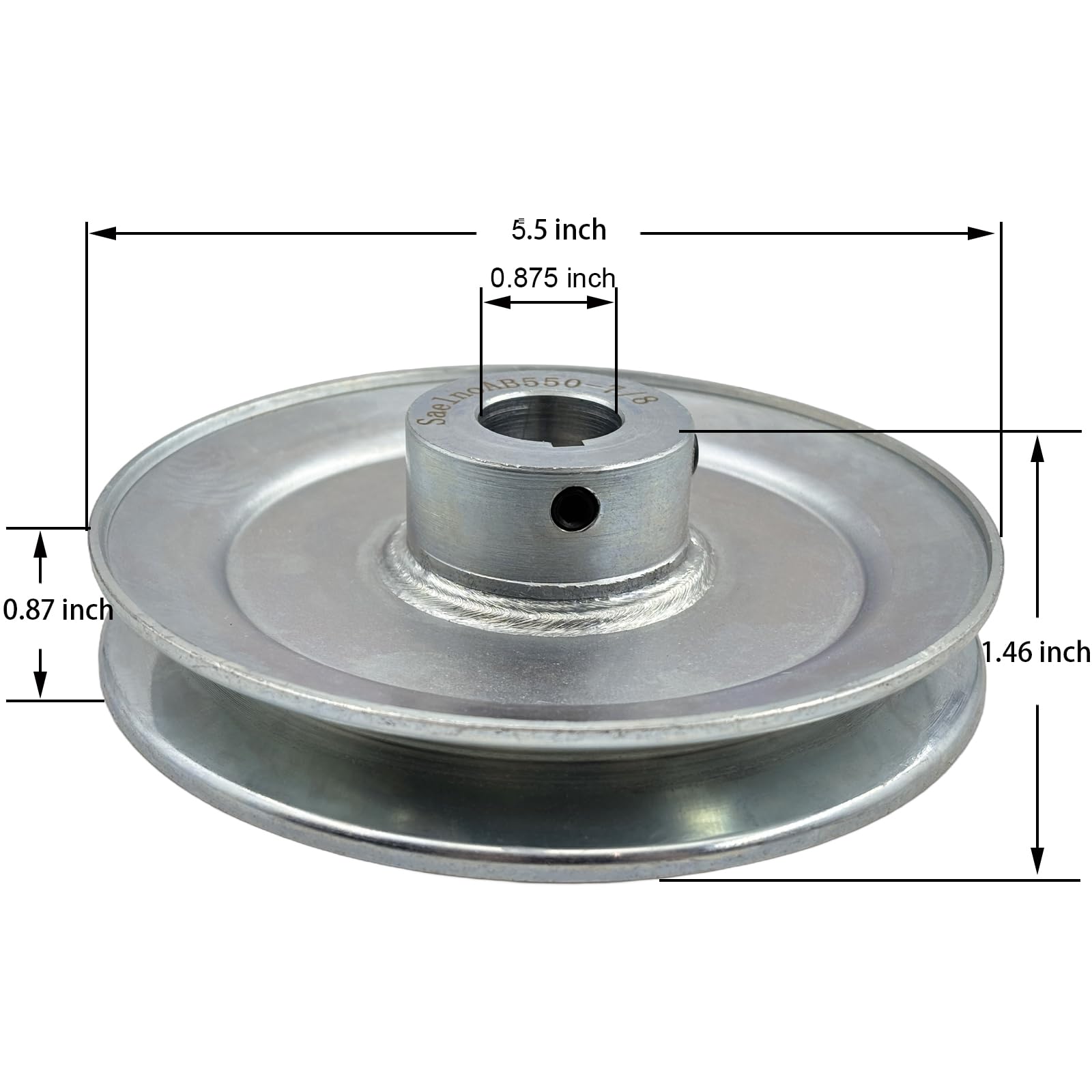 AB550-7/8 Single Groove Web Sheaves, v Belt Pulley 5.5" OD 7/8" bore,Motor Pulley Carbon Steel for A B 5L 4L V-Belts — Amazon image 2