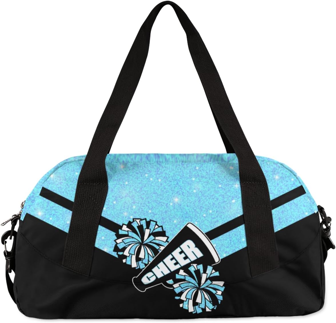 Cheerleading Kids Overnight Duffel Bags for Girls Blue Glitter Sport Gym Bag Duffel Bag for Travel Weekender Practice Gymnastics Ballet School Gym Sleepover Bag - Image 4
