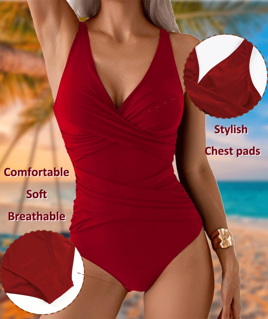 Donna Costume Intero Costume da Bagno da Spiaggia Donna Retro Bikini Push Up Costume Intero con Scollo A V Profondo Costumi da Bagno Interi di Sexy