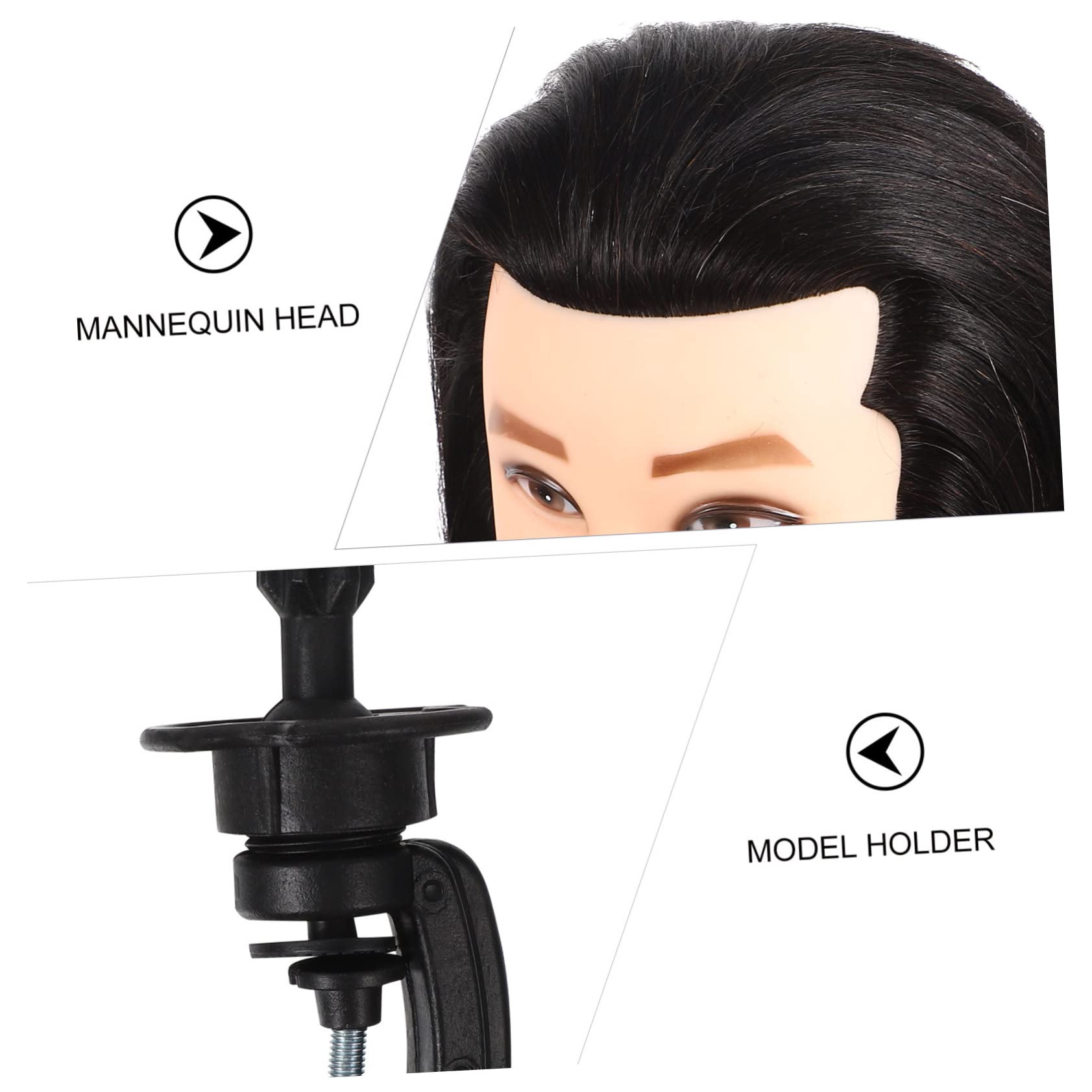 Cabeza de Maniquí Masculina Mediana Negra con Vello Facial y Soporte