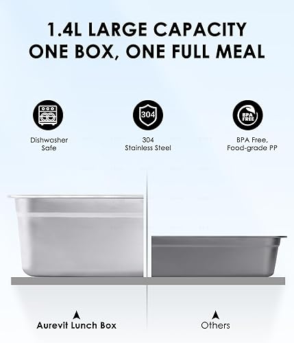 Miniatura 3 de Lonchera eléctrica inalámbrica para adultos, lonchera térmica de 1.4 L para hombres con programación inteligente de comidas y mantenimiento