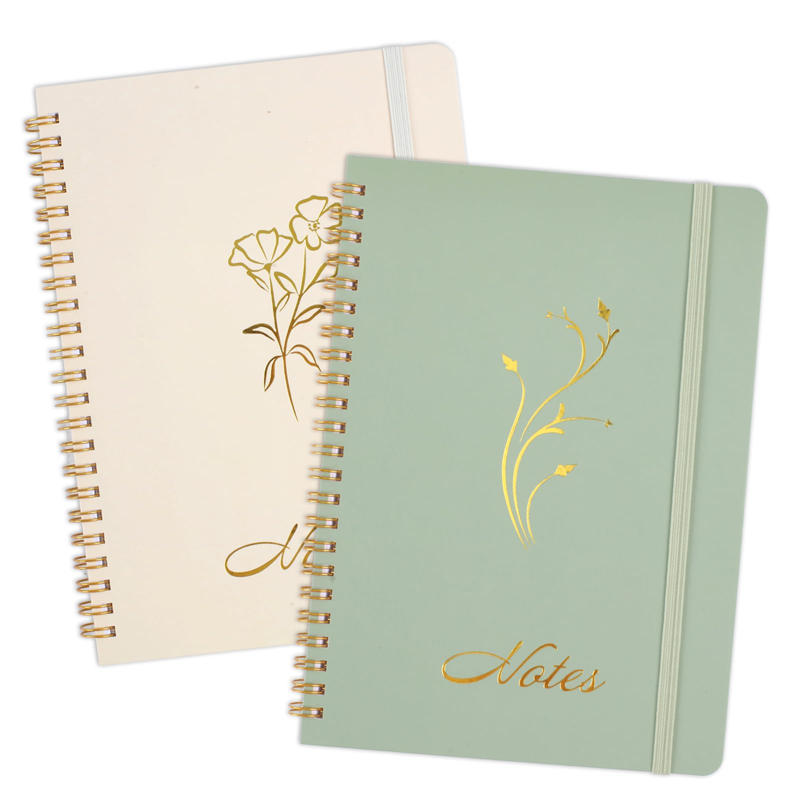 Joyberg Aesthetic Spiral Notebook, 2PCS Cute Notebook, 8.3" x 6" Notebook For Women, A5 Spiral Journal Notebook for Office/School/Home (Green & Beige)