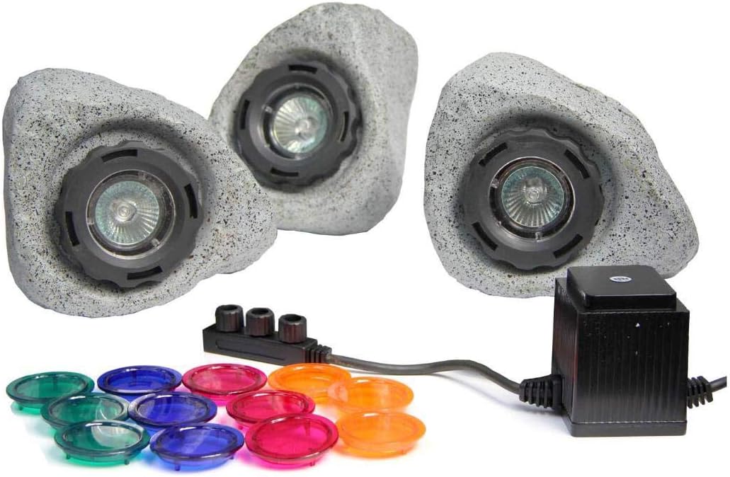 Rock-shaped Underwater Pond Light Waterproof Fountain Lamp, set of 3pcs