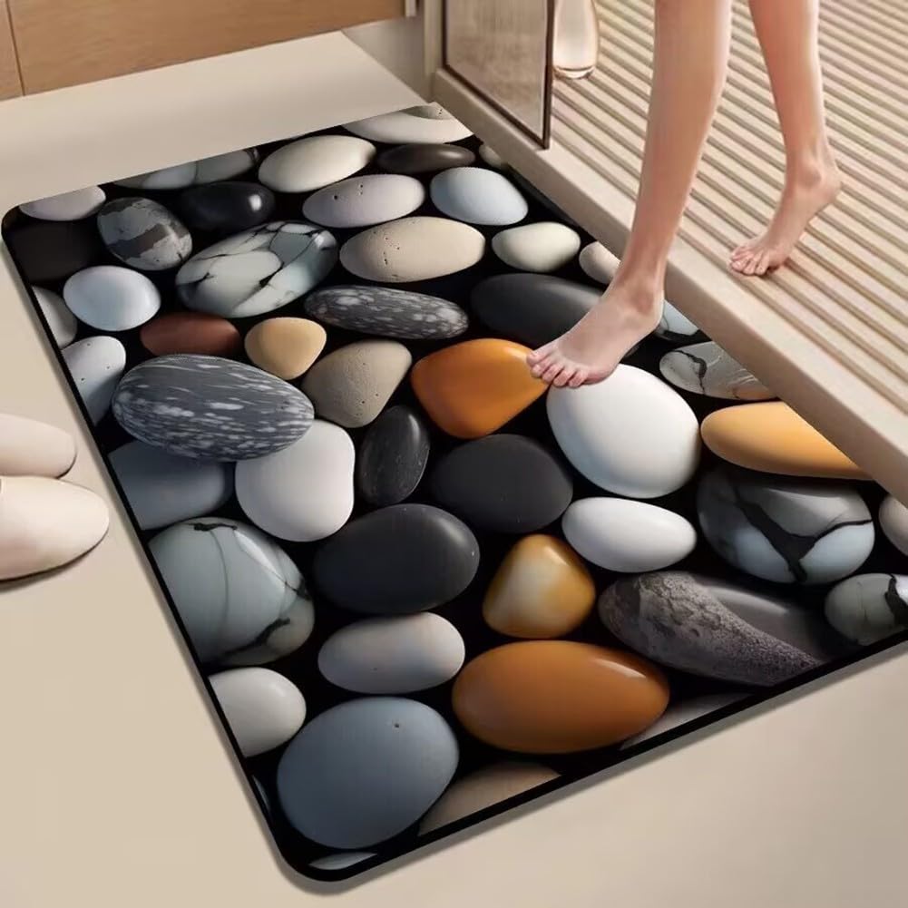 Tapis de bain diatomée noir 60x90cm pour douche moderne