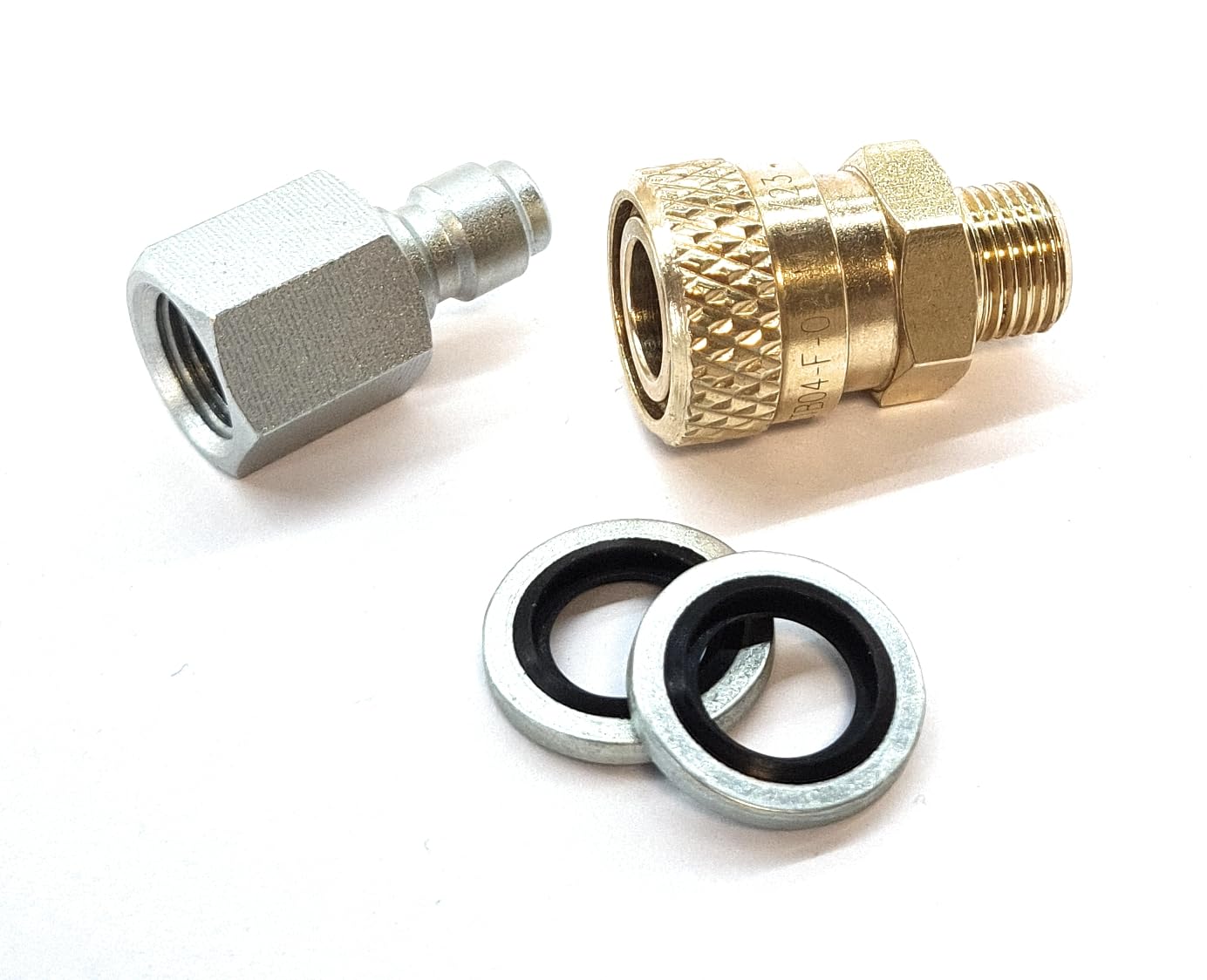 Delta-P 1/8 Inch Bsp Quick Release Coupler Set Of Fittings Used On Charging Adapter Kit For Air Rifles Pcp + Bonded Washer