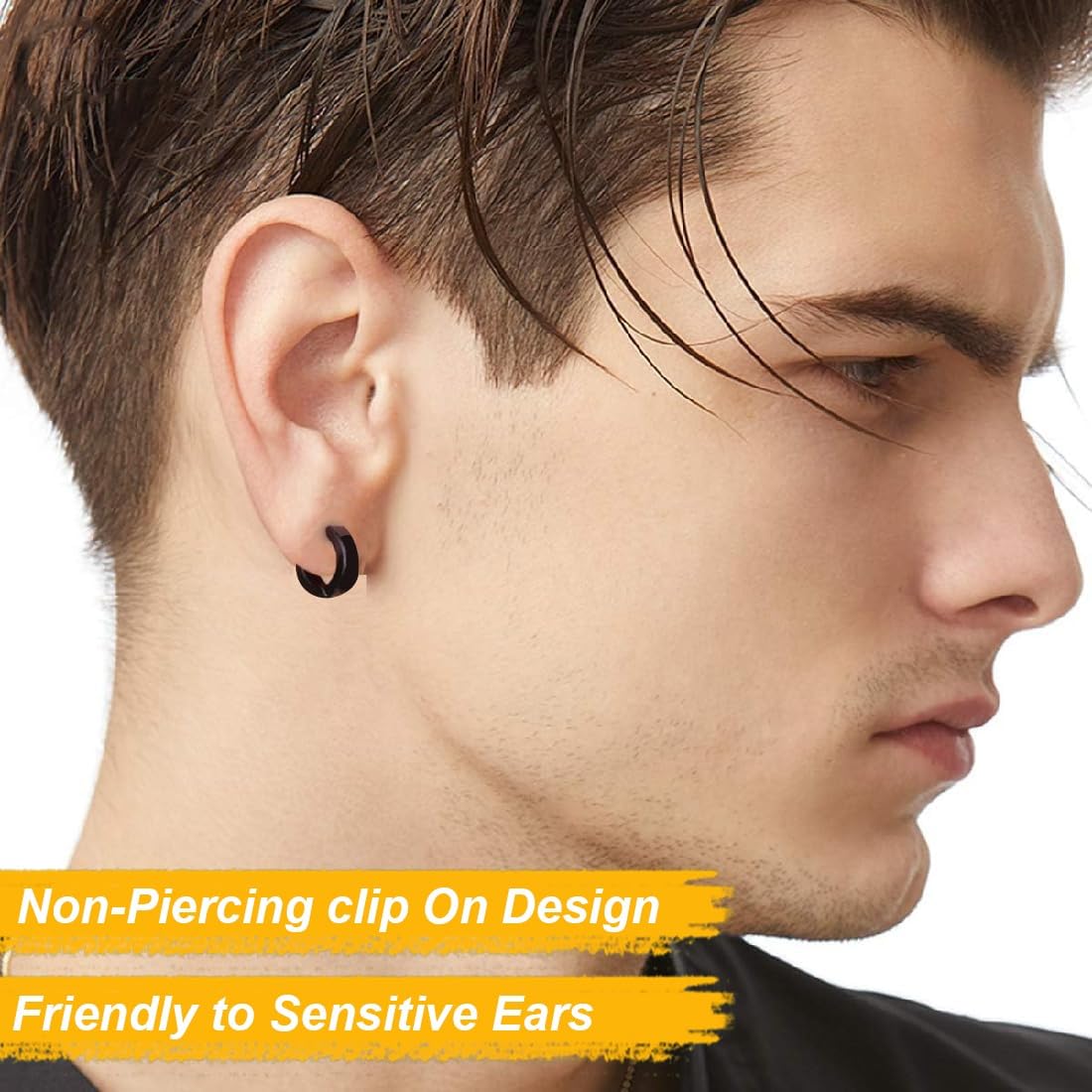 3 Paia Orecchini da Uomo Donna in Acciaio Inossidabile,Tondo, Orecchini Senza Buco, Senza Buco, Clip Senzas Inossidabile Cerchi Non Piercing Clip on Uomo in Acciaio