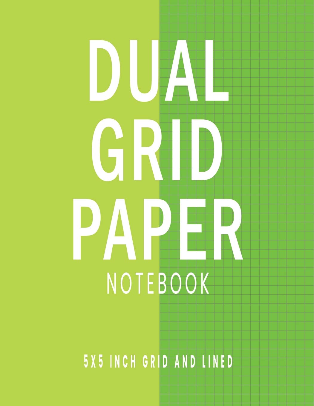 Dual Grid Paper Notebook: Electric Green Composition Notebook with Alternating 5 x 5 Inch Graph Ruled and Lined Pages