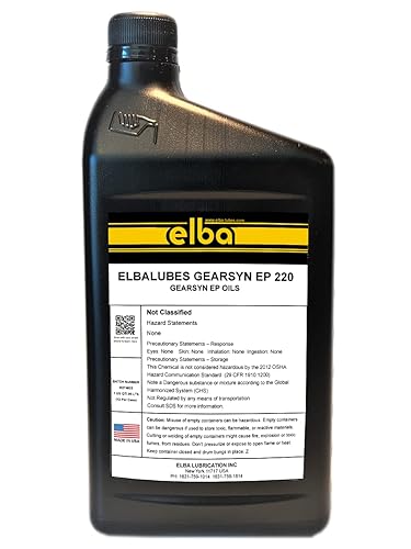 ELBA LUBES Gear-SYN EP 220 Aceites para engranajes sintéticos Aceites EP de servicio pesado Fluidos para engranajes SAE 90 Comparar con Spartan