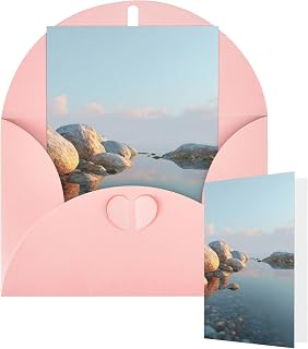 Thinking of You Cards with Envelopes Calm Sea and Rocks Greeting Cards for All Occasions Thank You Blank Note Card for Wedding Invitations Valentine's Day Birthday Card 4 x 6 inch