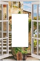 Vista 2 de Cubierta de Interruptor de Luz de 1 Gang con Escena de Flores de Grecia Mediterránea, Dispositivo Individual Basculante/GFCI, Placa Decorativa