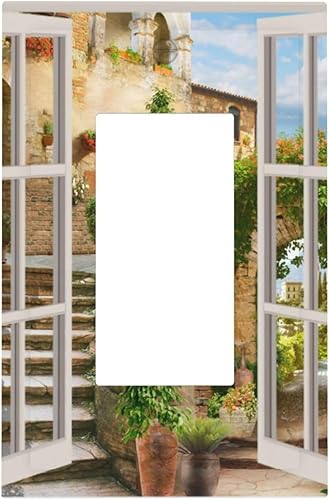 Miniatura 2 de Cubierta de interruptor de luz de 1 cuadrilla, diseño de flores de Grecia mediterránea, dispositivo basculanteGfci, placa decorativa de pared,