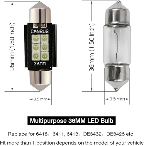 Miniatura 63 de iBrightstar 6411 6418 C5W Festoon de 9-30 V - Focos LED - Focos LED de 1.5 pulgadas (36 mm) extremadamente brillantes y sin errores para luces