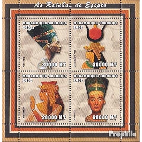Prophila Collection Mosambik 2441-2444 Sheetlet 2002 Antiguo Egipto Gobernantes Cultura Cover