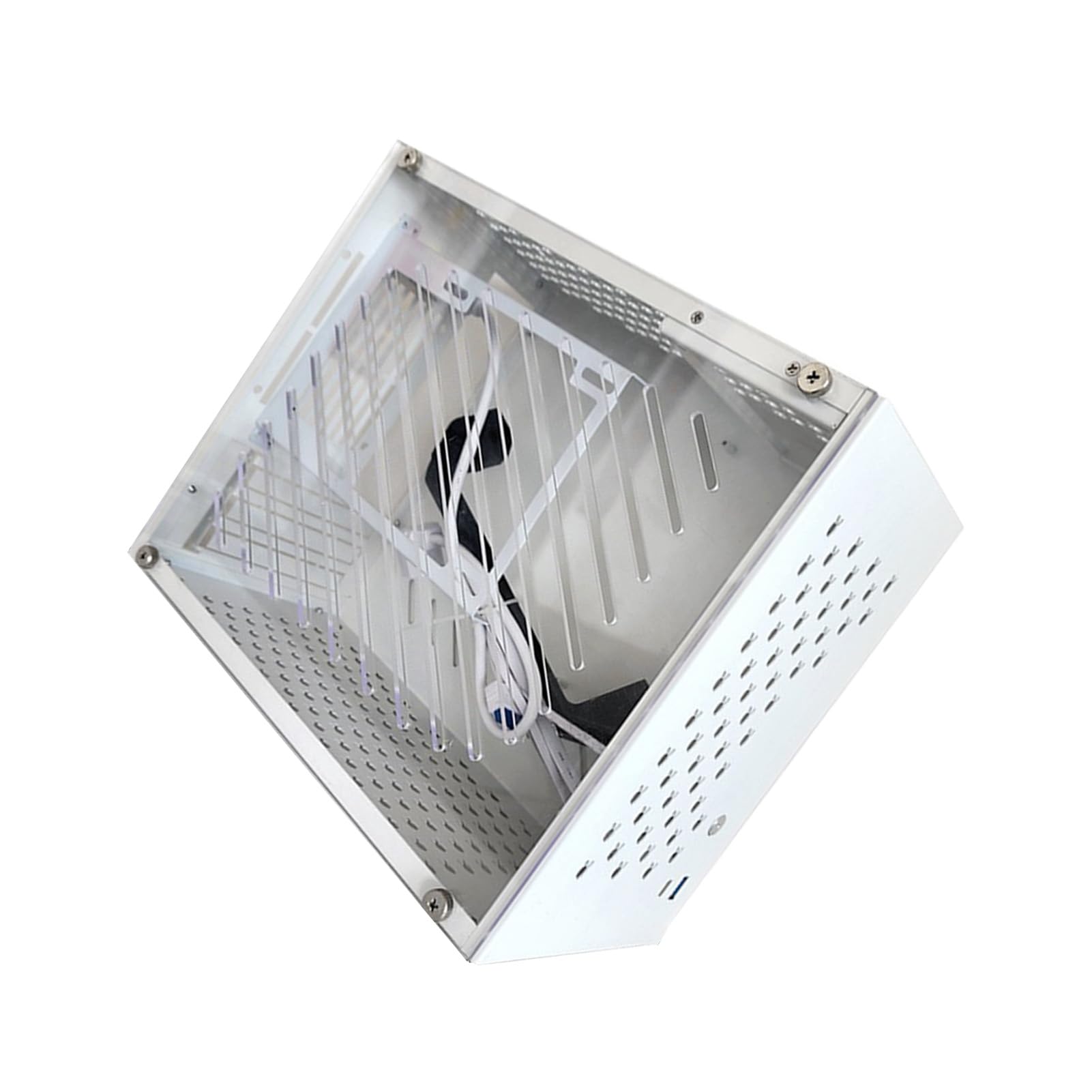 Asixxsix Case per PC ITX Fattore di Forma Ridotto, Case per Computer MATX/ITX con Pannello Laterale Trasparente Supporta Scheda Madre da 190x220 Mm e 170x170 Mm, GPU Fino a 280, 3 Slot PCI, PSU ATX