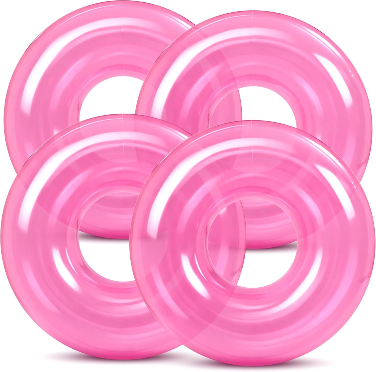 ShinyRelief 4Pcs 45in Inflatable Pool Float Toy Clear Round Pool Floaties for Adults Extra Large Swim Tubes Swimming Rings for Engagement, Wedding, Bachelorette Summer Beach Party