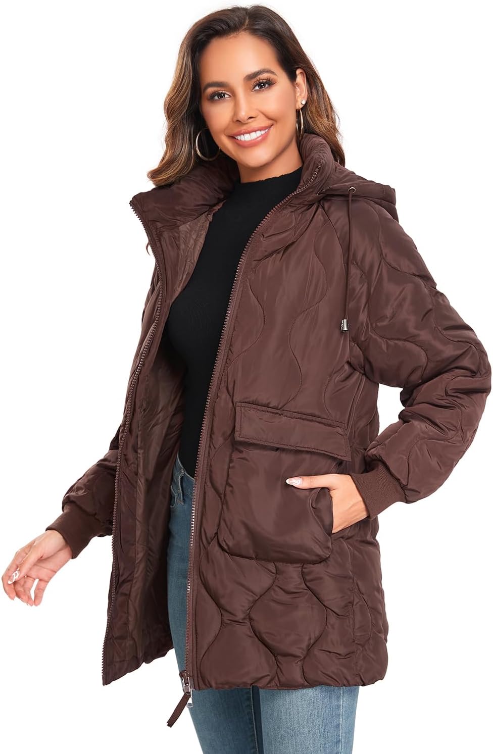 Women's Winter Thicken Puffer Coat Casual Quilted Jackets Warm Padded Down Alternative Hood Winter Outerwear 2025 - Image 4