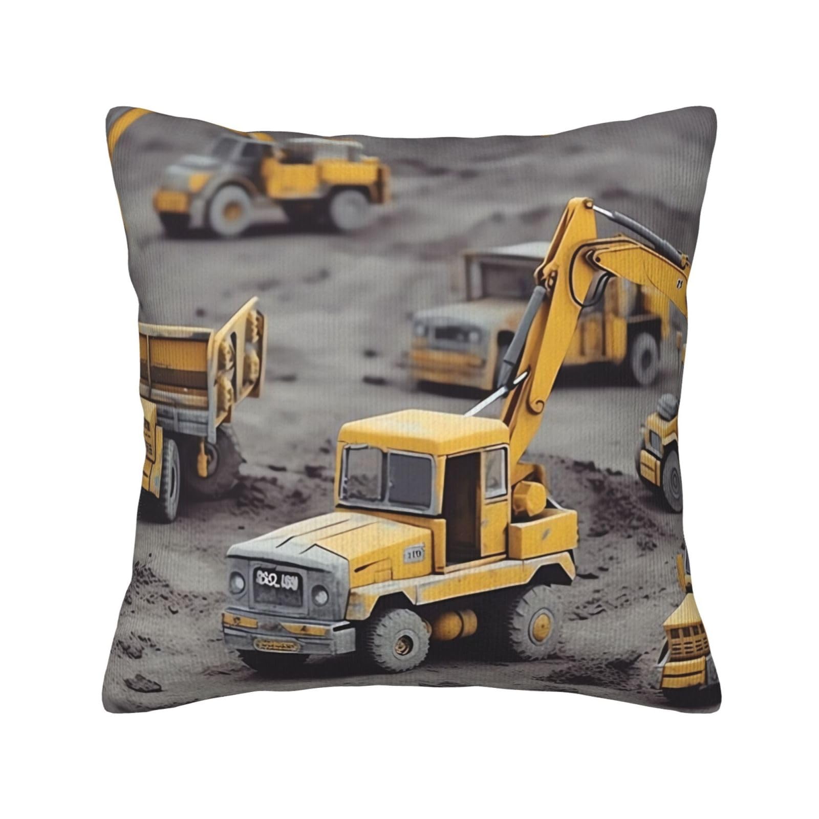 Housse coussin velours camions 50x50 pour canapé usé et déco salon