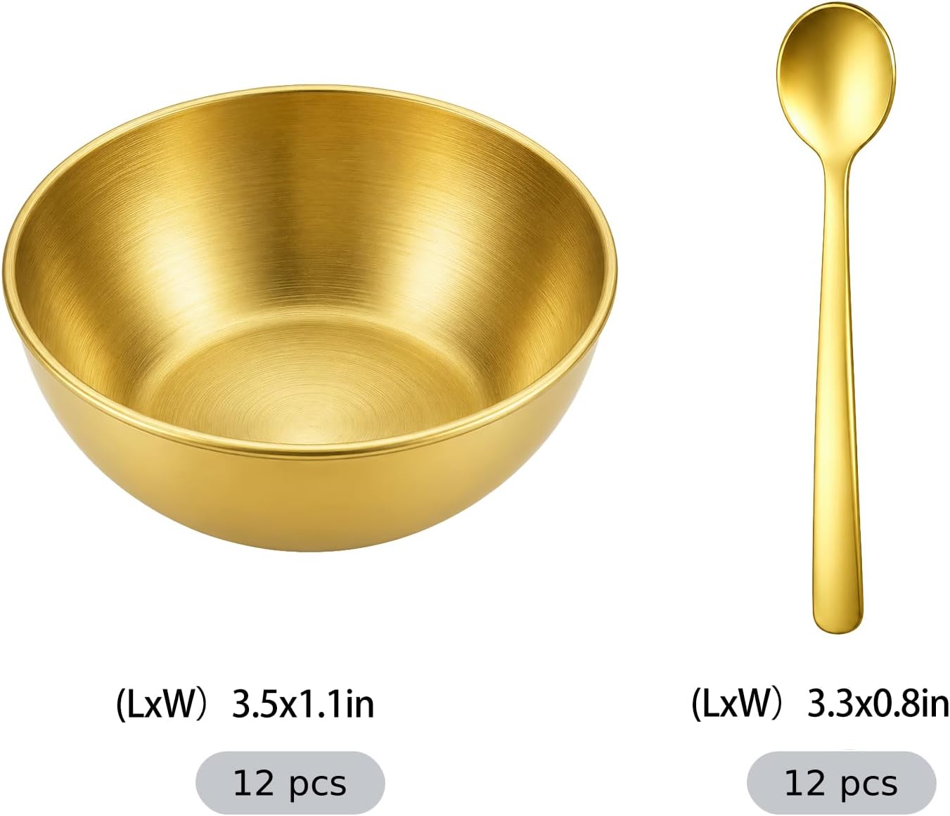 12 Pcs Sauce Dipping Bowls, Stainless Steel Sauce Dishes, Mini Round Ice Cream Bowls, Prep Appetizer Plates, Facial Mask Mixing Cups with Spoons
