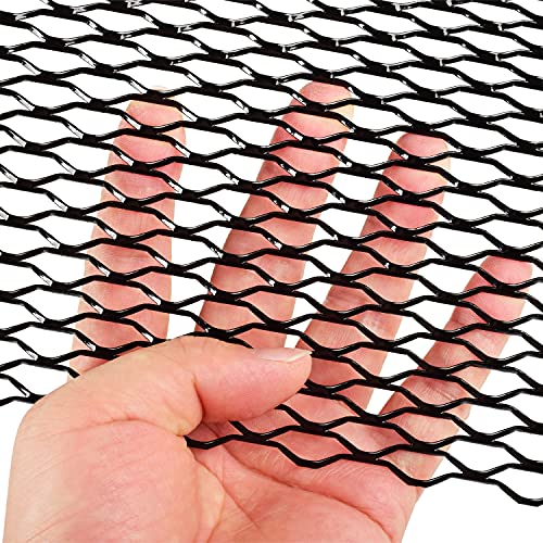 Image of AggAuto Universal 40 inchx13 inch Car Grill Mesh - Aluminum Alloy Automotive Grille Insert Bumper 8x25mm Seagull Hole, One of the Most Multifunctional Shape Grids 100x33cm Black
