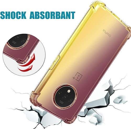 Vista 7 de Funda para OnePlus 7T con protector de pantalla de vidrio templado, lindo degradado transparente delgado, a prueba de golpes, TPU para OnePlus 7T