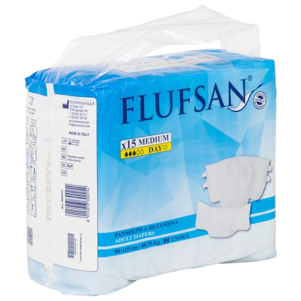 Tidyard Flufsan Couches Adultes jetables 15 pcs Taille M Style A