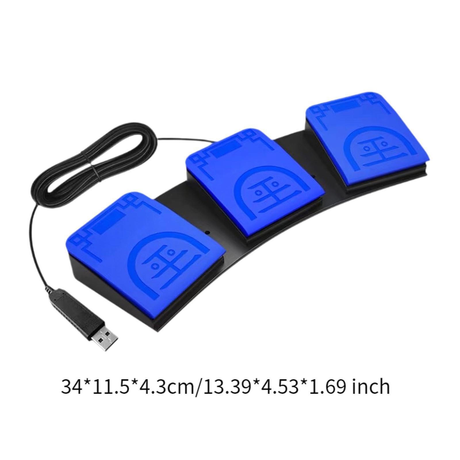 Pedal USB con 3 Teclas programables, Azul 34 x 11.5 x 4.3 cm | dispositivo de control eficaz para juegos, transcripción, funciones de cuerdas, control de juegos para PC en , Azul , 34 x