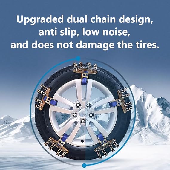 Snow Chains, Snow Tire Chains for Car SUV Pickup Trucks, Adjustable Universal Emergency Thickening Anti-skid Traction Chains,Tire Socks - Set of 6