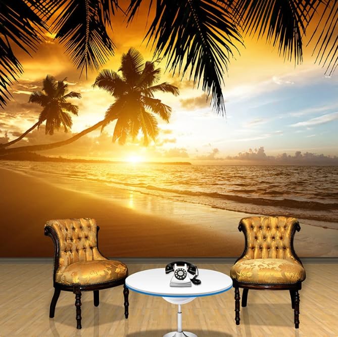 Plage Nature Asie du Sud-Est Décor Mural Réaliste pour Agrandir Espace Salon