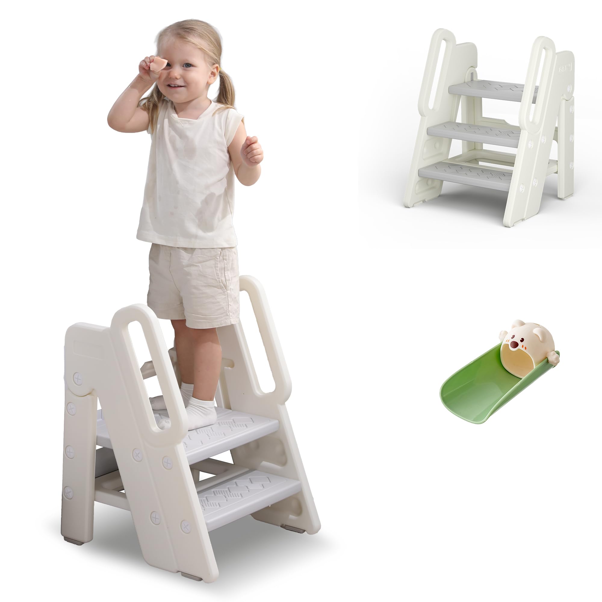 ANDRESLAD Sgabello Basso in Plastica Antiscivolo per Ragazzo Ragazza, Sgabello Portatile Rotondo 25x21 Cm, Resistente e Leggero per Bagno, Soggiorno e
