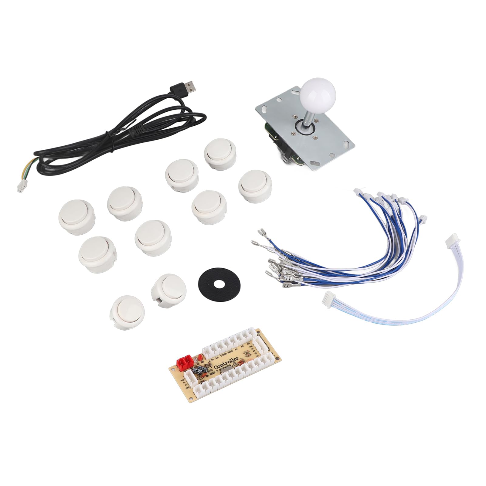 NIBEMINENT Arcade Game DIY Parts Kit Zero Delay USB Encoder JoyStick Button for Mame Game (White)