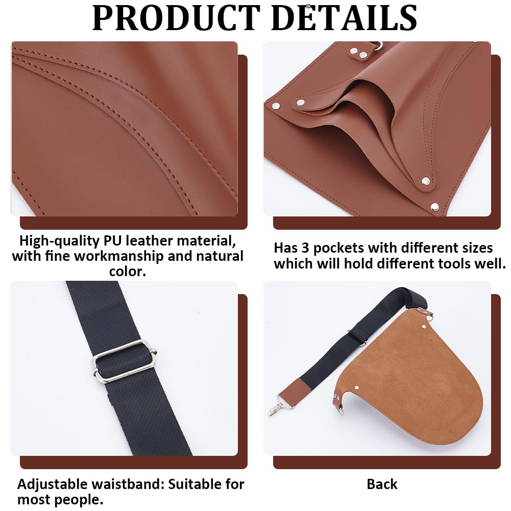 GORGECRAFT Ceinture à Outils pour Fleuriste en Cuir PU Marron Multifonctionnelle pour Jardinier Agriculteur Tablier de Travail Organisateur D'Outil Sac Banane avec 3 poche Fermoir en Alliage Jardinage