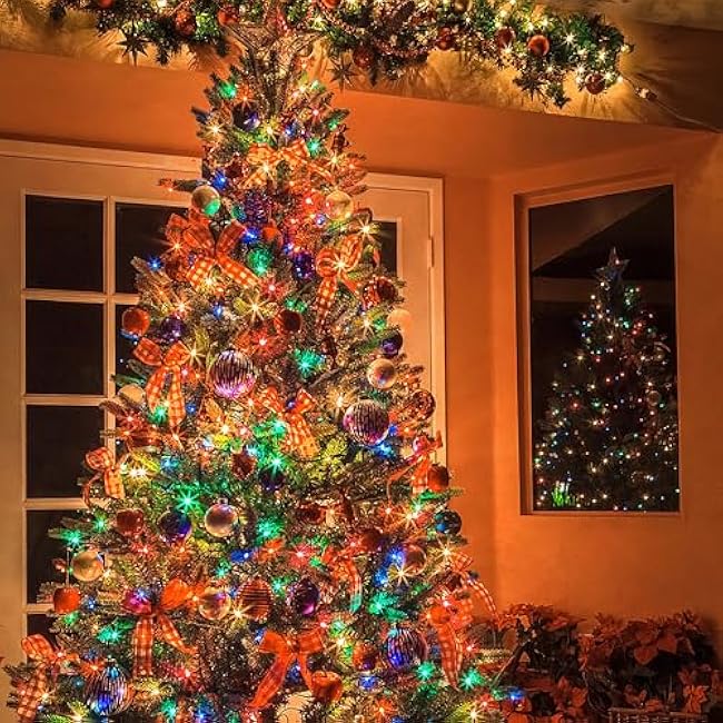 Outdoor Fairy Lights Battery Operated,10 Feet100LED Green Copper Wire Cluster Lights with Timer, Twinkle Firecracker Mini String Light, for Christmas Tree Wreath Wedding,Multicolor