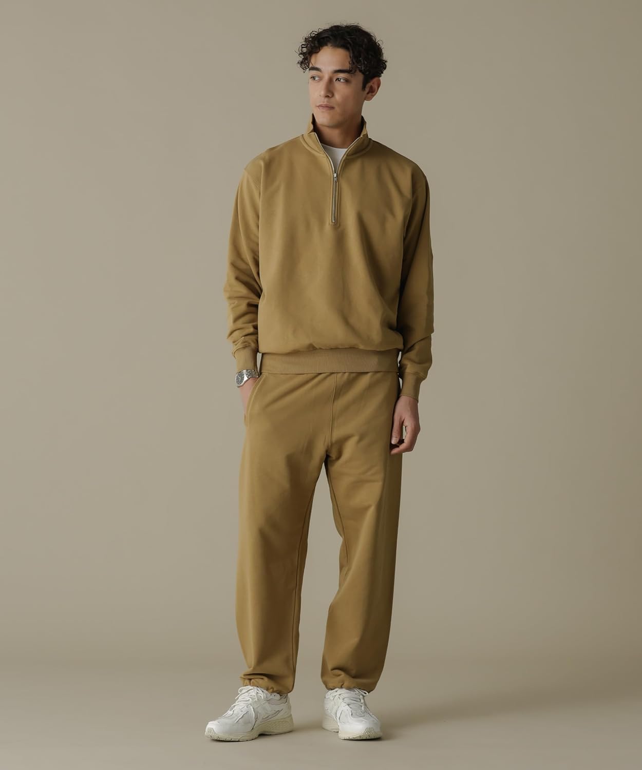 [ナノ・ユニバース] NJ/CLUB」HOMESTOCK SORONA 裏毛ハーフジップスウェット(セットアップ可)