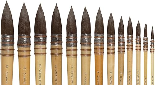 Miniatura 6 de Creative Mark Brochas de acuarela Harmony Squirrel Quill - Cepillos suaves para el pelo de ardilla azul para artistas, pintura de acuarela,