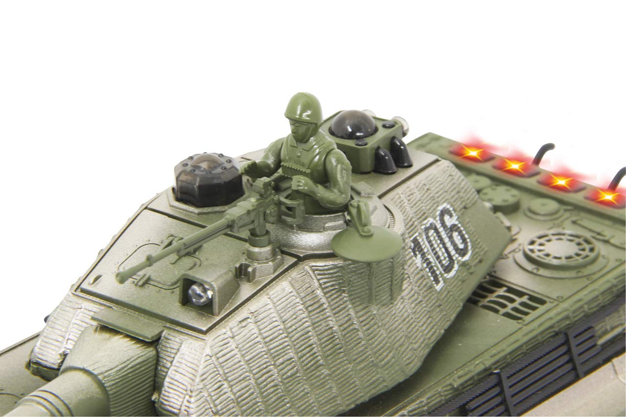 JAMARA Char Tiger Battle Set 2,4 GHz – Mode Bataille avec indicateur de dégâts simulé (Panne d'entraînement, incapacité de Combat et de Conduite), extrêmement maniable, feu de Canon, feu de