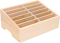 Vista 1 de Veemoon Caja de almacenamiento de madera para teléfonos celulares de 12 rejillas, organizador de escritorio para teléfono celular, soporte