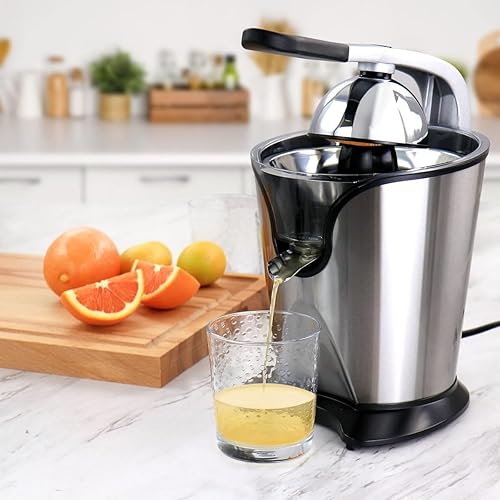 Miniatura 2 de Exprimidor eléctrico de cítricos de acero inoxidable, extractor motorizado de prensa de jugo con mango, máquina exprimidora de limón y naranja con
