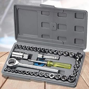 Mawson 40 Pcs (Including Box) Combination Socket Wrench Tool Set 40 Pcs Screwdriver Set, Multi, 40 PCS SOCKET SET